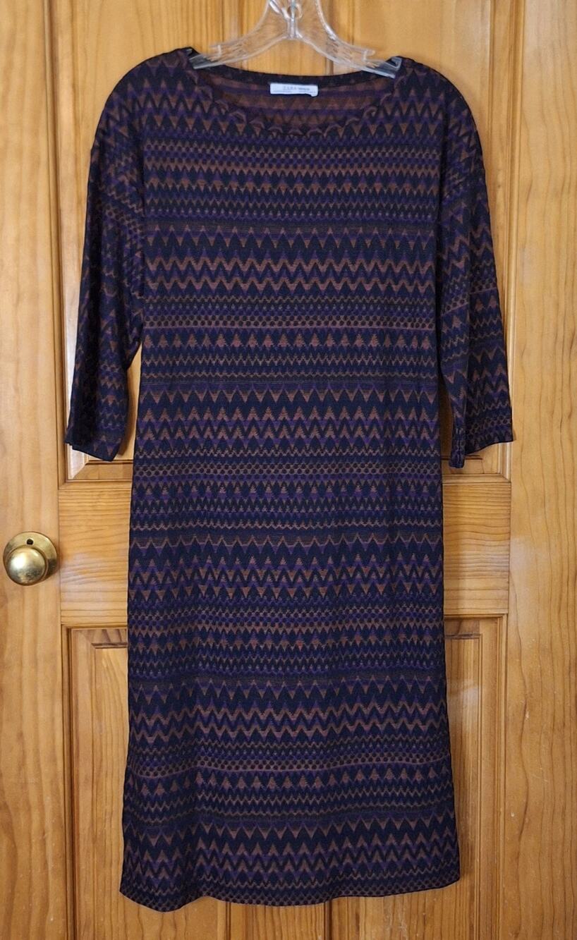 Zara Trafaluc Sweater Dress Women's Small Geometric Santa Fe Southwestern Boho